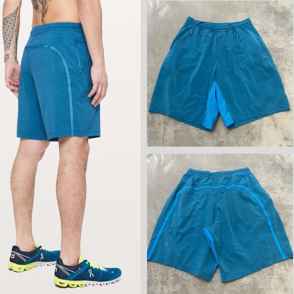 Lululemon Pace Breaker Athletic Short Linerless Heathered Blue 4522 - Picture 1 of 9